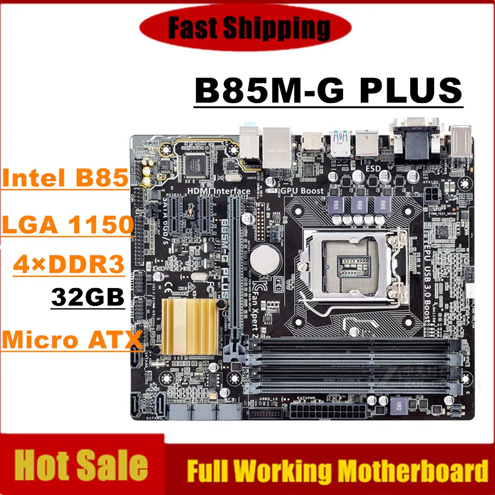 

For B85M-G PLUS LGA 1150 Desktop Motherboard B85 B85M G Plus DDR3 i7 i5 i3 32G SATA3 UBS3.0 Computer Mainboard