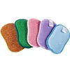 5PCS Multifunction Microfiber Sponge Dish Bowl Cleaning Brush Scouring Pad Dish Sponge Antibacterial Kitchen Pot Washing Tools 5