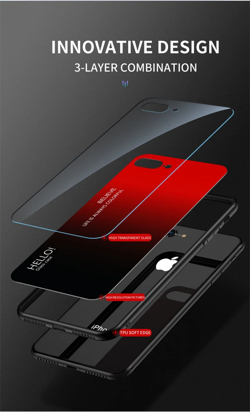 Gradient Tempered Glass Glossy Back Cover