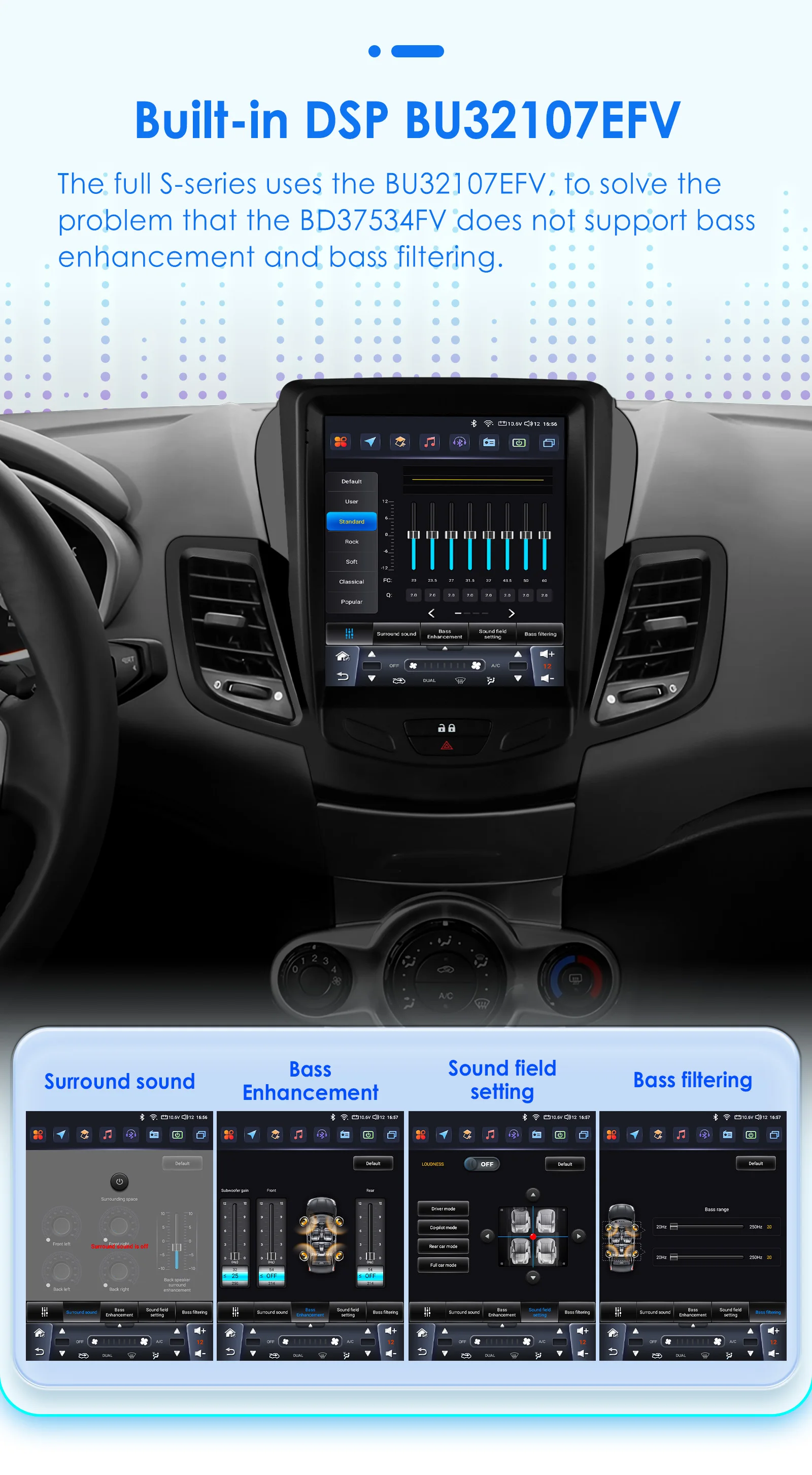 Hizpo 9,7-Zoll-Autoradio-Bildschirm für Ford Fiesta 2009-2016 im Tesla-Stil mit GPS-Navigation, Carplay, 2-DIN-Android-Multimedia-Videoplayer und DSP – Detail 13