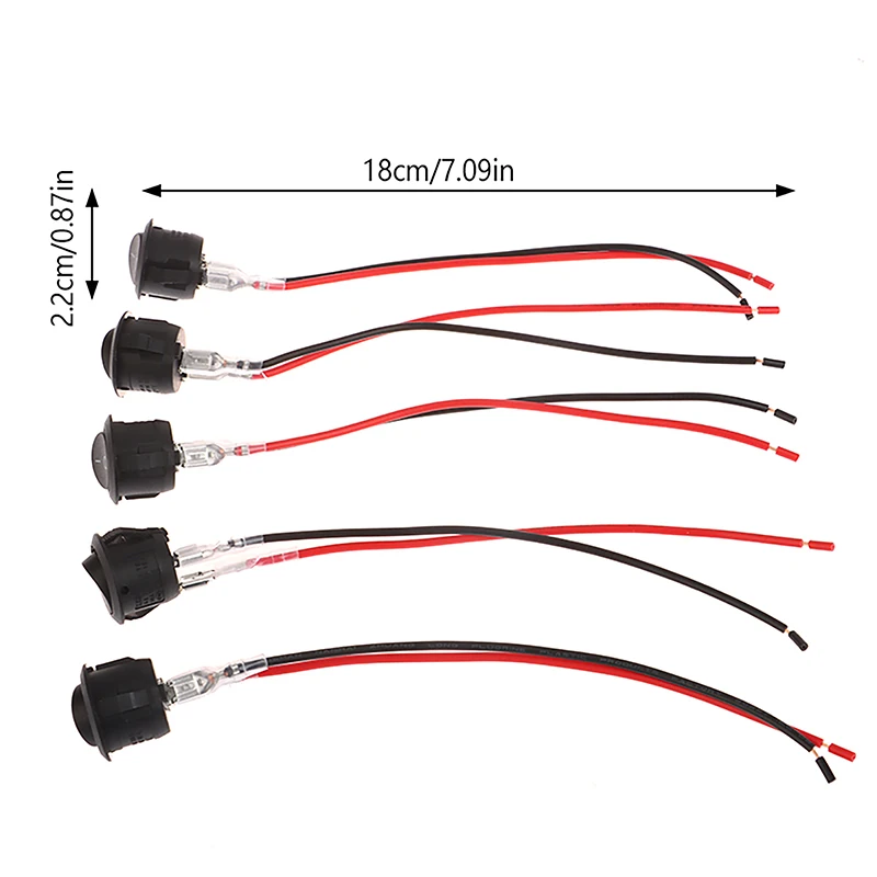 5Pcs Round Rocker Switch With Wire 2 Positions Black ON/OF Miniature Button Switch 12V Miniature Rocker Switch With Wire