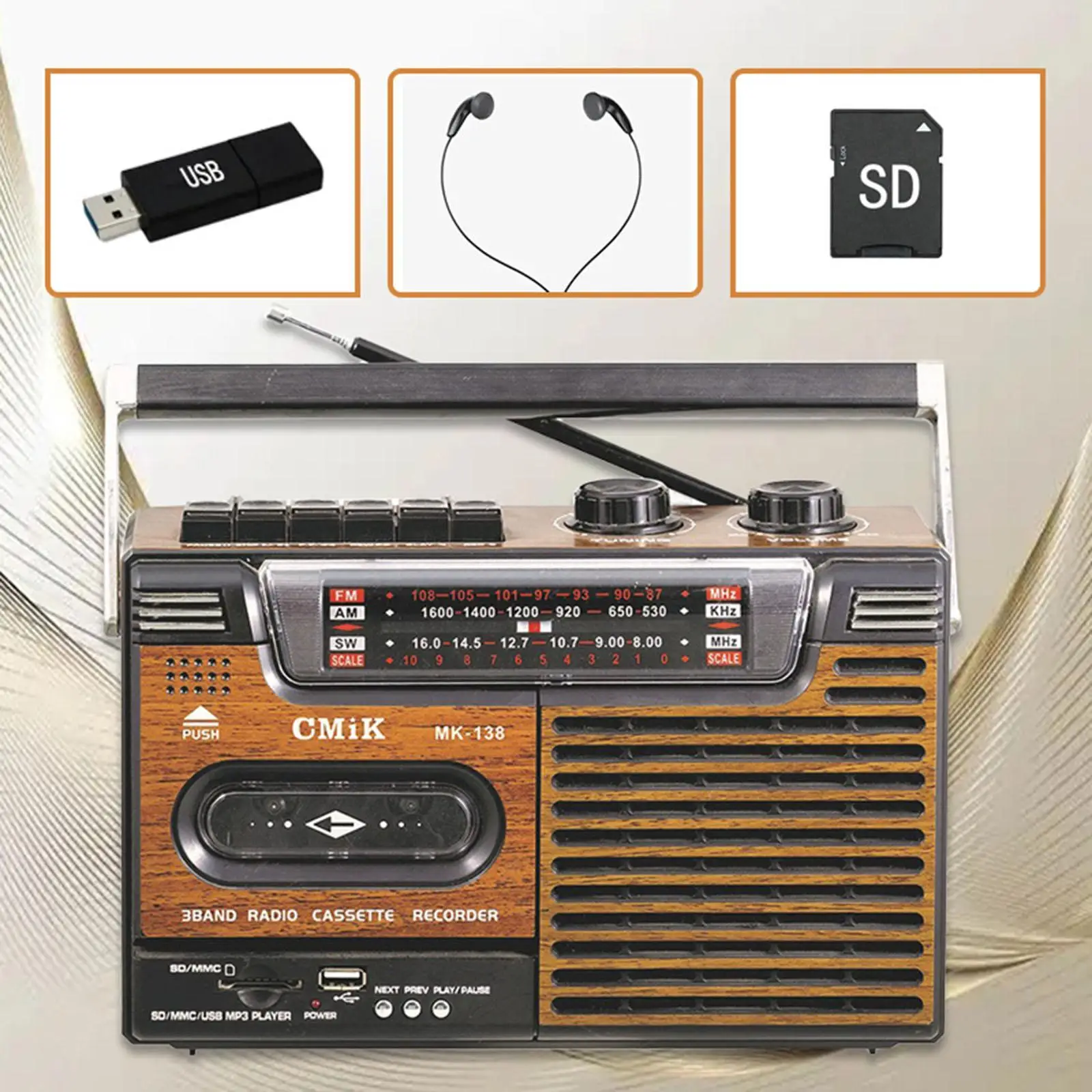 Cassette Player Stereo Sound Portable Gifts Easy to Use Multifunctional Cassette Tape Player for Home Music Language Learning
