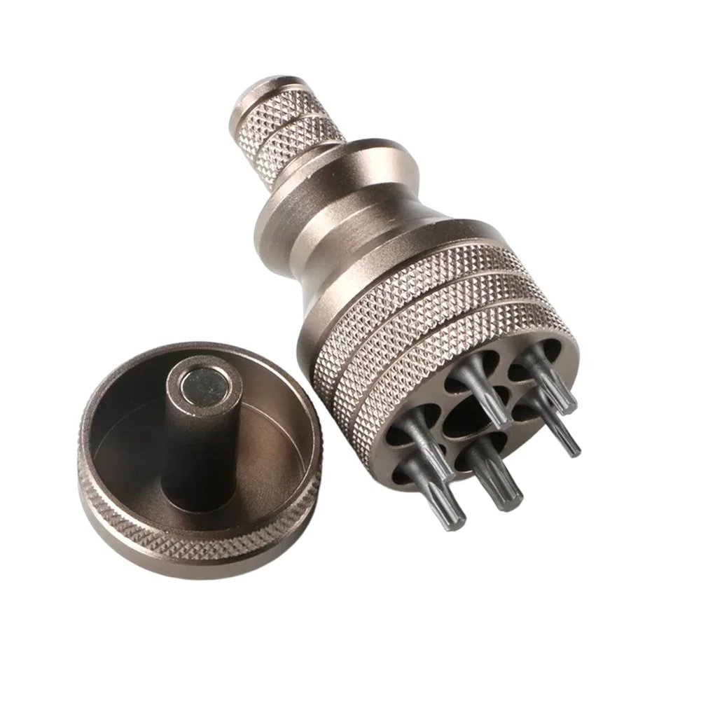

1/4-inch Screwdriver Star Screwdriver T15 T20 T7 2.68in 6 Bits Aluminum Alloy Household Inudstrial Multifunction