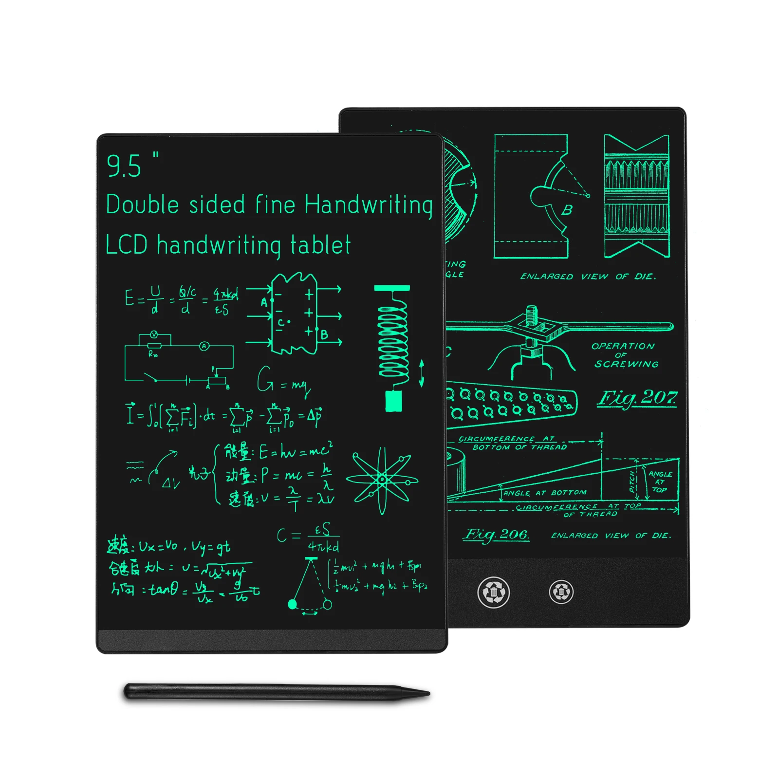 Tela Cheia Lcd Escrita Tablet para Crianças Notepad Notepad Dupla Face Superfino Drawing Pad Presentes Estudante Escritório 95