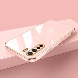 Luxury Square Plating ShockProof Silicone Back Cover Case for OnePlus 8 NORD 5G (Gs6D pink)