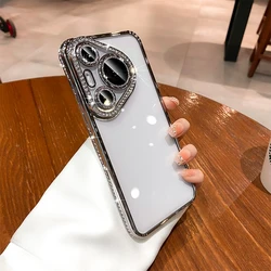 Luxury Plating Glitter Diamond Transparent Phone Case - Bling Shockproof Soft Cover for Mate 70Pro (Sliver)