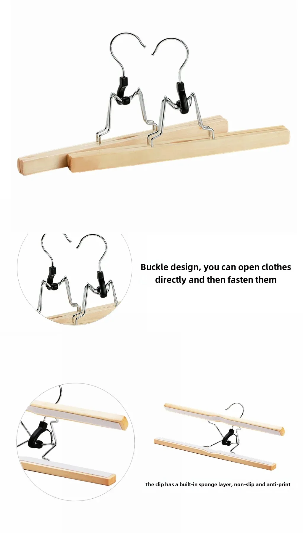 Description Picture 4 of itemWooden Clothes Hangers Tree Bark Clothes Hanger No Trace Trousers Hanger Wooden Hanfu Wholesale