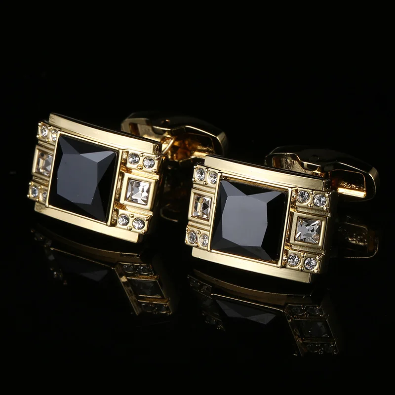 Swarovski Crystal Black & Gold Cufflinks