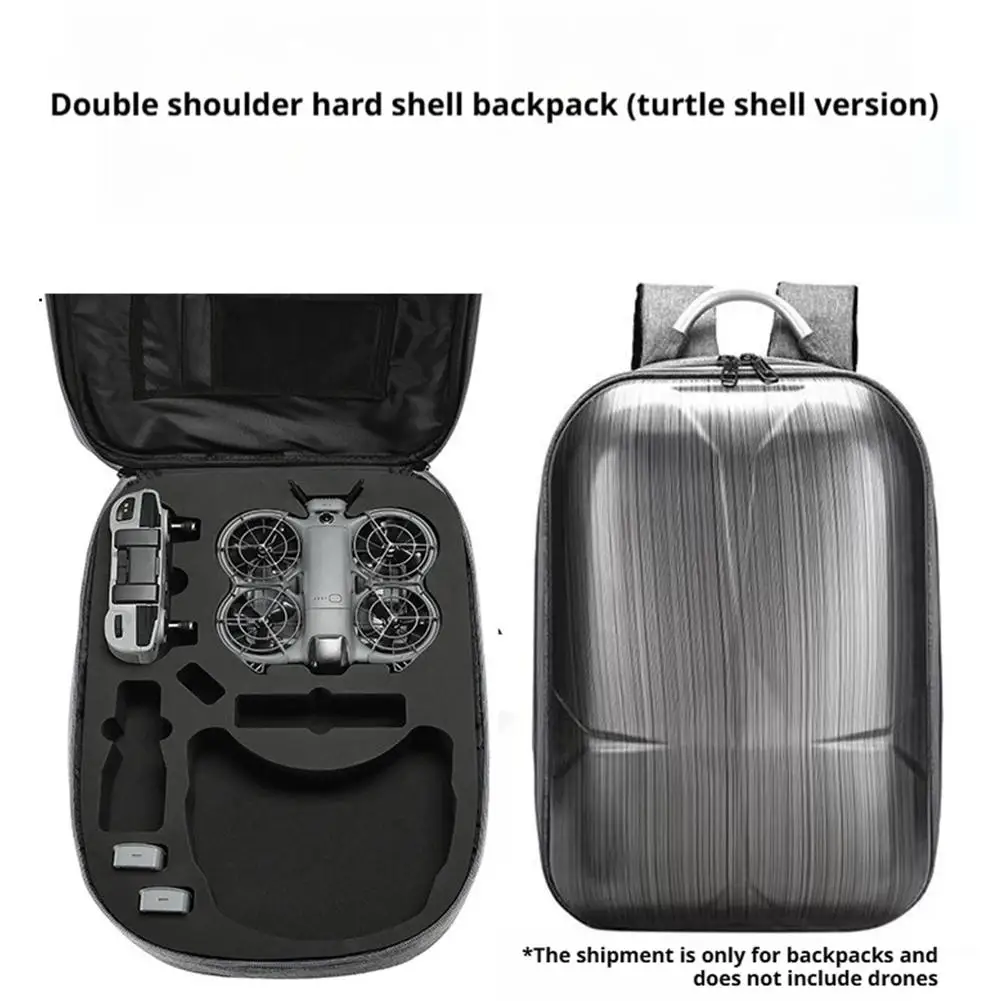 Sac à dos rigide étanche pour DJI Neo2, gris, avec mousse intérieure sur mesure pour protéger votre drone.