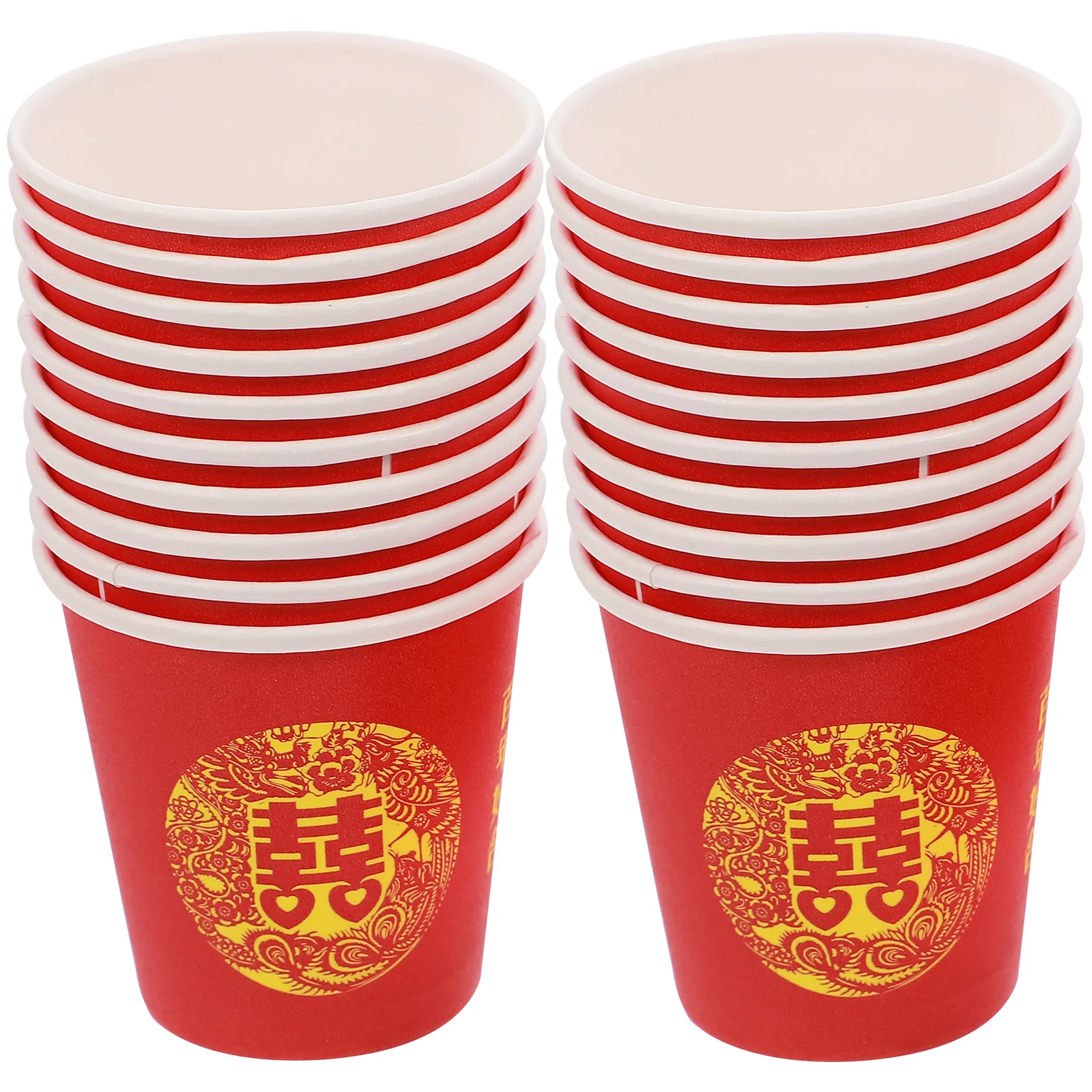 100-Pcs-Red-Double-Happiness-Glass-Paper-Cup-Party-Mouthwash-Coffee-Mug ...