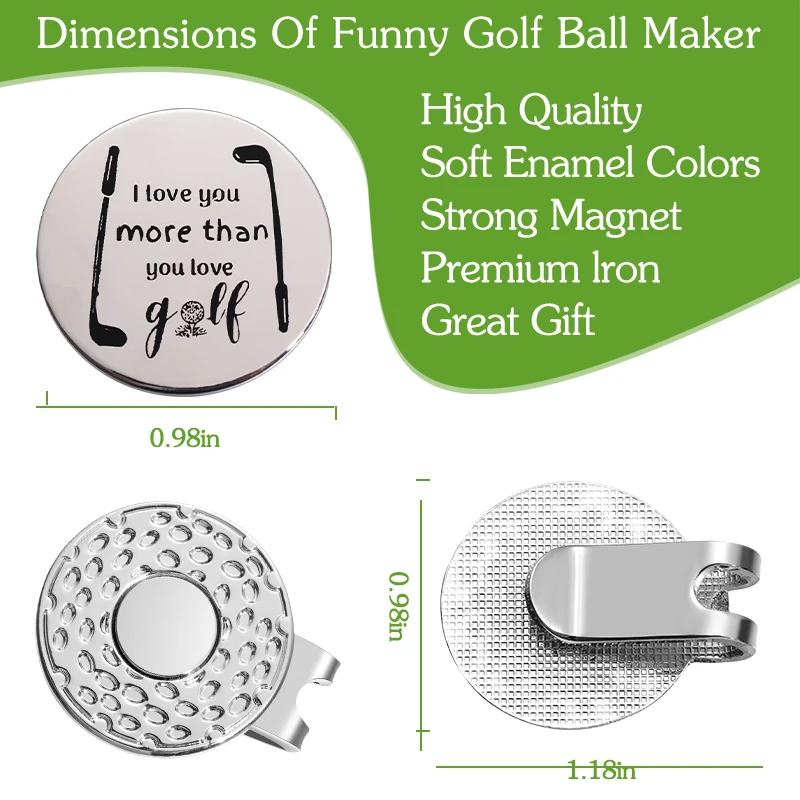 I Love You More Than You Love Golf Magnetic Hat Clip Golf Ball Marker Training Aids Accessories Gift for Lover Friends