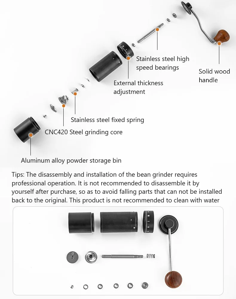 Sc6953b1655a6472ea6dcba78b0477debh Manual Coffee Grinder CNC Stainless Steel Espresso Hand Bar Accessories Tool Grain Grinders High Quality Portable Coffee Maker
