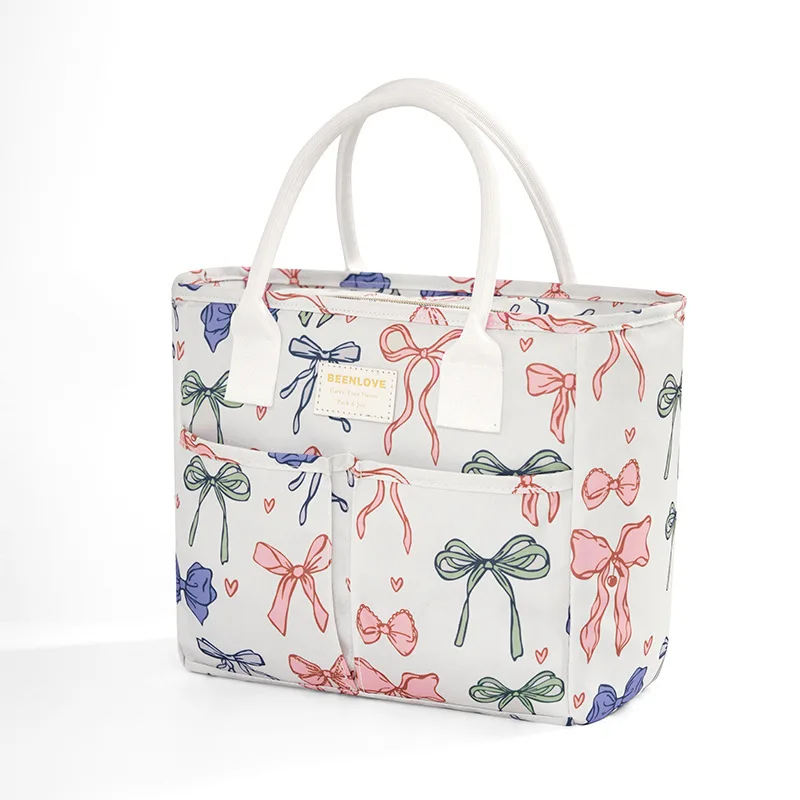 Chic Insulated Lunch Tote with Bow Design – Stylish, Waterproof Cooler Bag