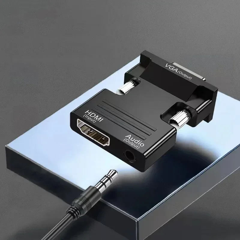 HDMI to VGA Adapter Cable Female To VGA Male with 3.5mm Audio for PS4 PC