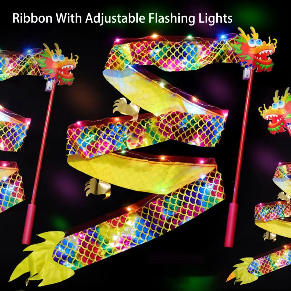 Gymnastics Dance Ribbon with Twirling Stick Led Lights Luminous Dragon Lantern Flashing Light gymnastics ribbon gymnastics streamer rod gymnastics dance accessories