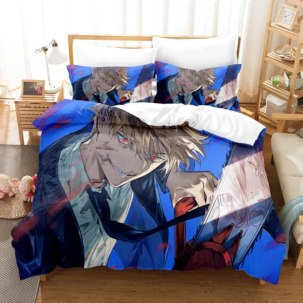 3D Printed Anime Chainsaw Man Bedding Set Makima Duvet Cover 3Pcs Cover Single Twin Quilt Bedclothes Cover Home Textile 5