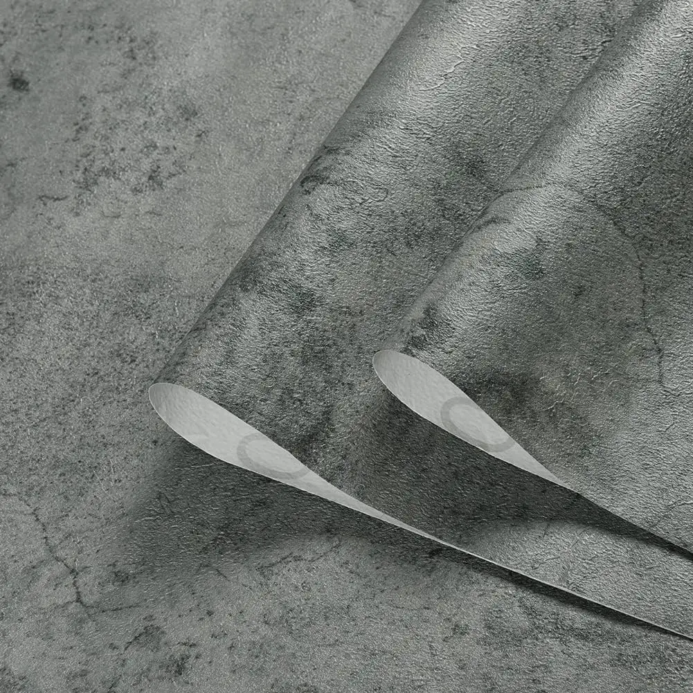 วอลเปเปอร์ติดผนังสีเทาแบบมีกาวในตัว ขนาด 55 ซม. x 5 ม. ลายคอนกรีต 3 มิติ เนื้อหนา แบบด้าน กันน้ำ ฟิล์มไวนิลสำหรับตกแต่งเฟอร์นิเจอร์ สติ๊กเกอร์ติดผนัง 1