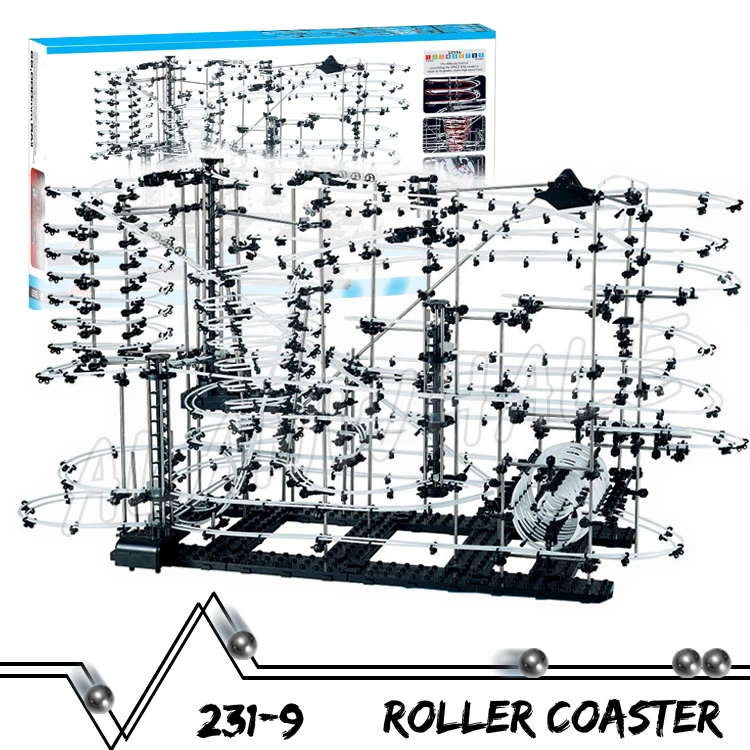 

7000cm Rail High Level 9 Challenge Marble Run Roller Coaster Electric Elevator Model Building Boys Sets Rolling ball Sculpture