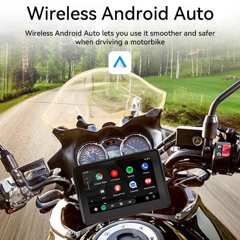 Navegador inalámbrico CarPlay y Android Auto HiCar Moto Navigator 12-24V  Dispositivo de navegación de motocicleta 5 pulgadas Pantalla táctil Dual