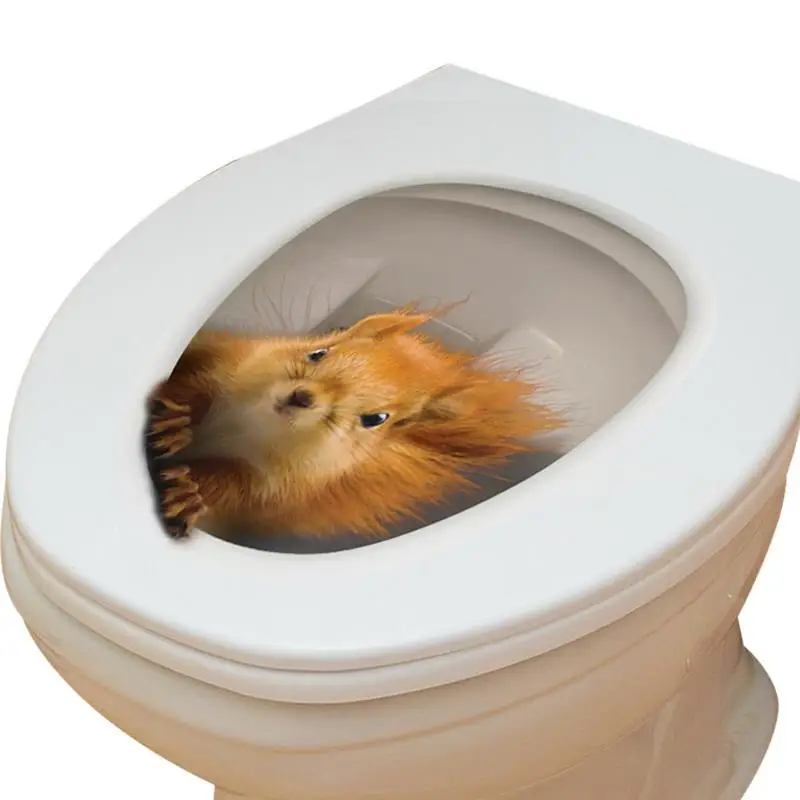

3D Squirrel Toilet Lid Sticker 20x25cm Removable Washroom Animal Decal Self-adhesive PVC Wall Sticker For Home Bathroom