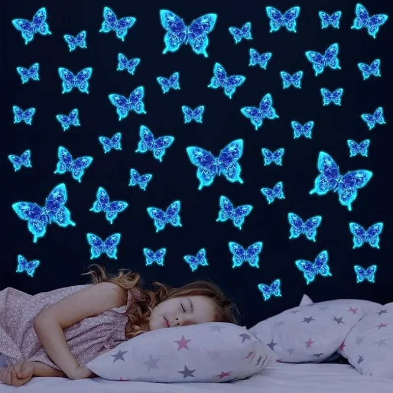 Glow in The Dark Butterfly Wall Stickers Luminous Removable Decals for Kids Room Removable and Reusable Decor Party Decoration