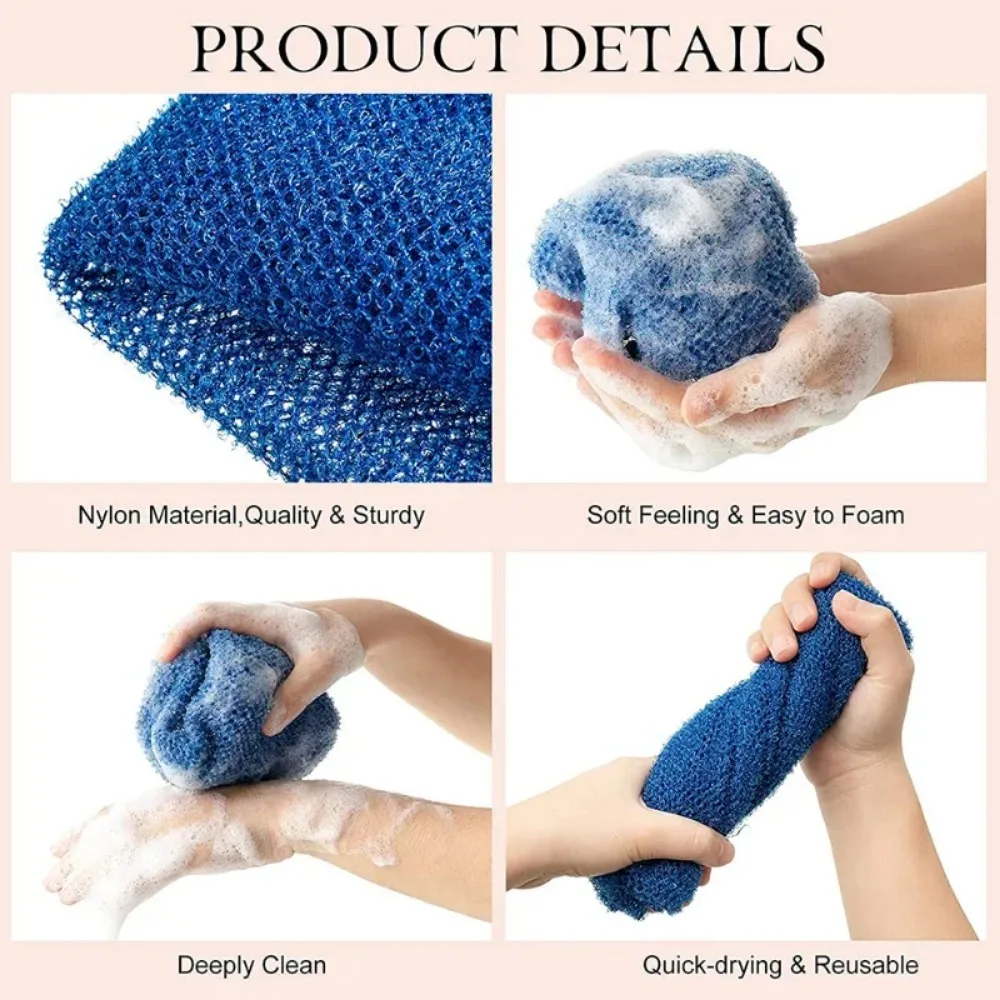 African Net Sponge 75cm African Exfoliating Body Net Scrubbing Wash Washcloth Long Bathing Sponge Shower 1Pcs