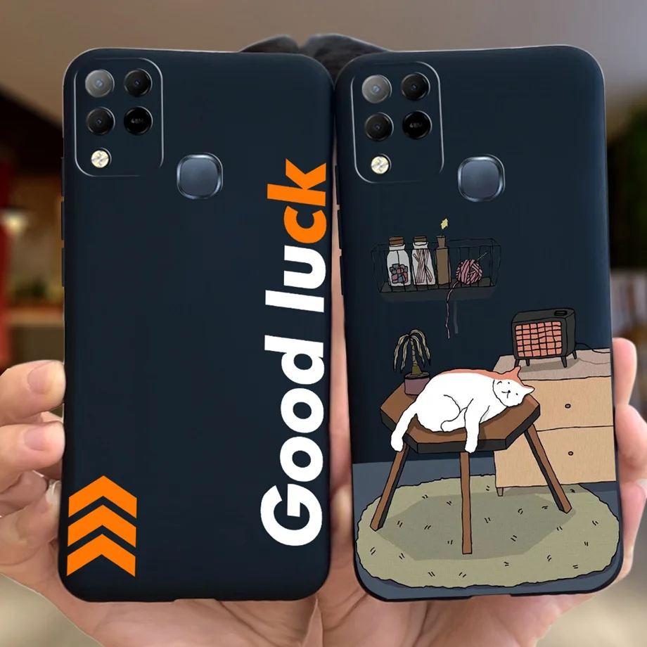 For Infinix X689F X689 Case Infinix Hot 11 G37 Hot 10S NFC 10T Coque Funda Soft Silicone Camera Protected Black Cat Space Man 4
