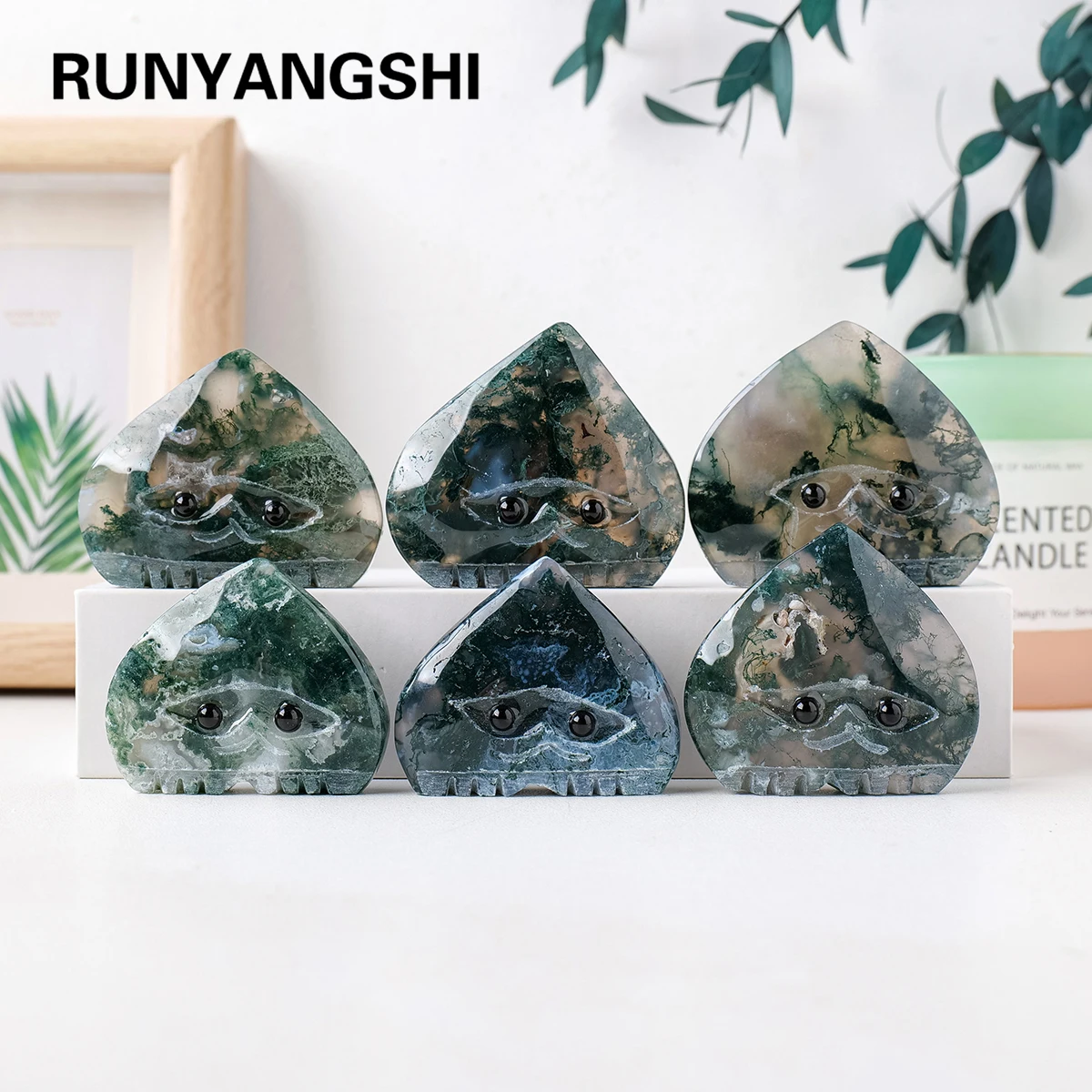 1PC Natural Crystal Green Moss Agate Gemstone Pets DIY Handmade Crystal Carving Hedgehog Home Decoration