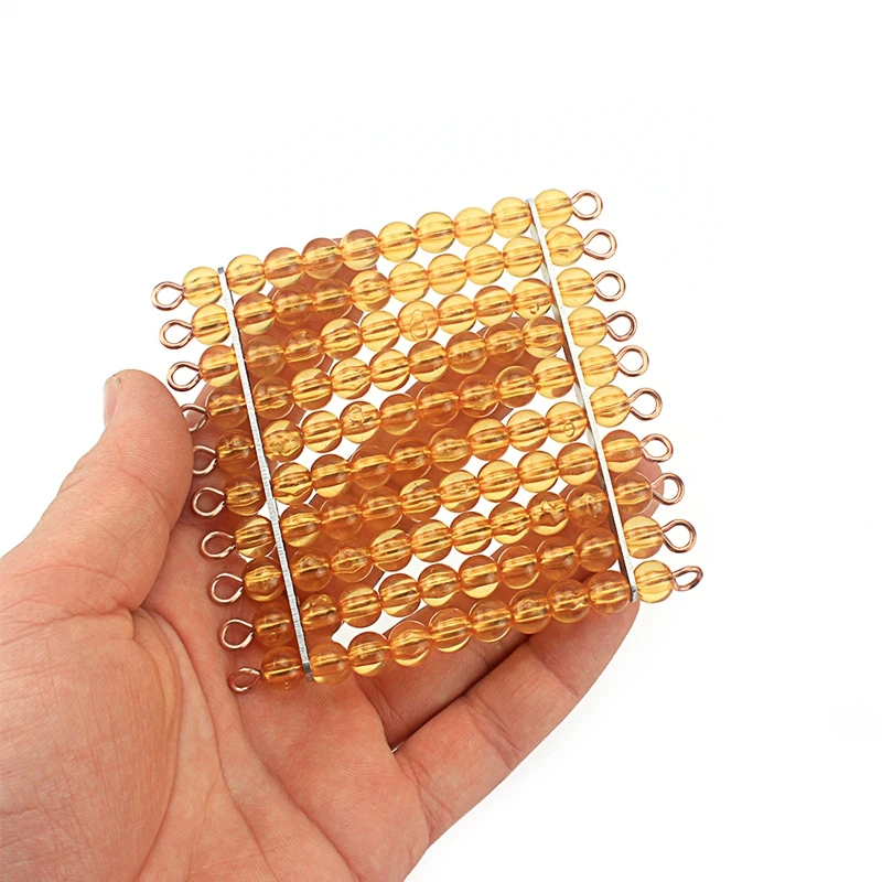 Montessori Materials Math Toy Golden Beads 45Pcs Squares for Hundred 100 Golden Beads Toys for Children Preschool Learning Kids 2