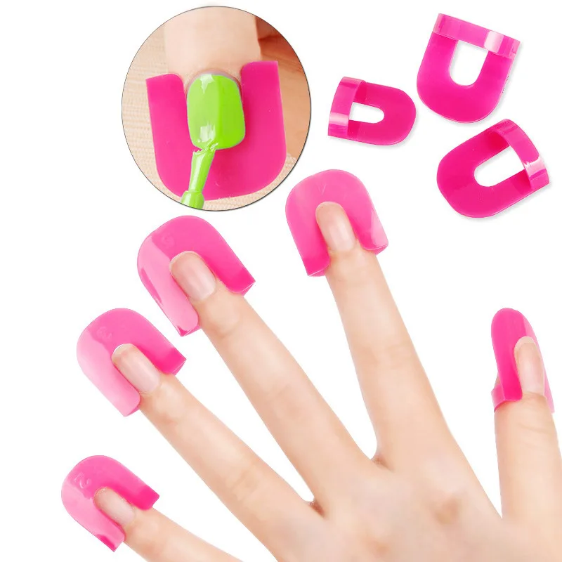 

26Pcs Rose Red Nail Protector Cover 10 Sizes Plastic Nail Polish Protector Nail Art UV Gel Polish Finger Cover Manicure Tools