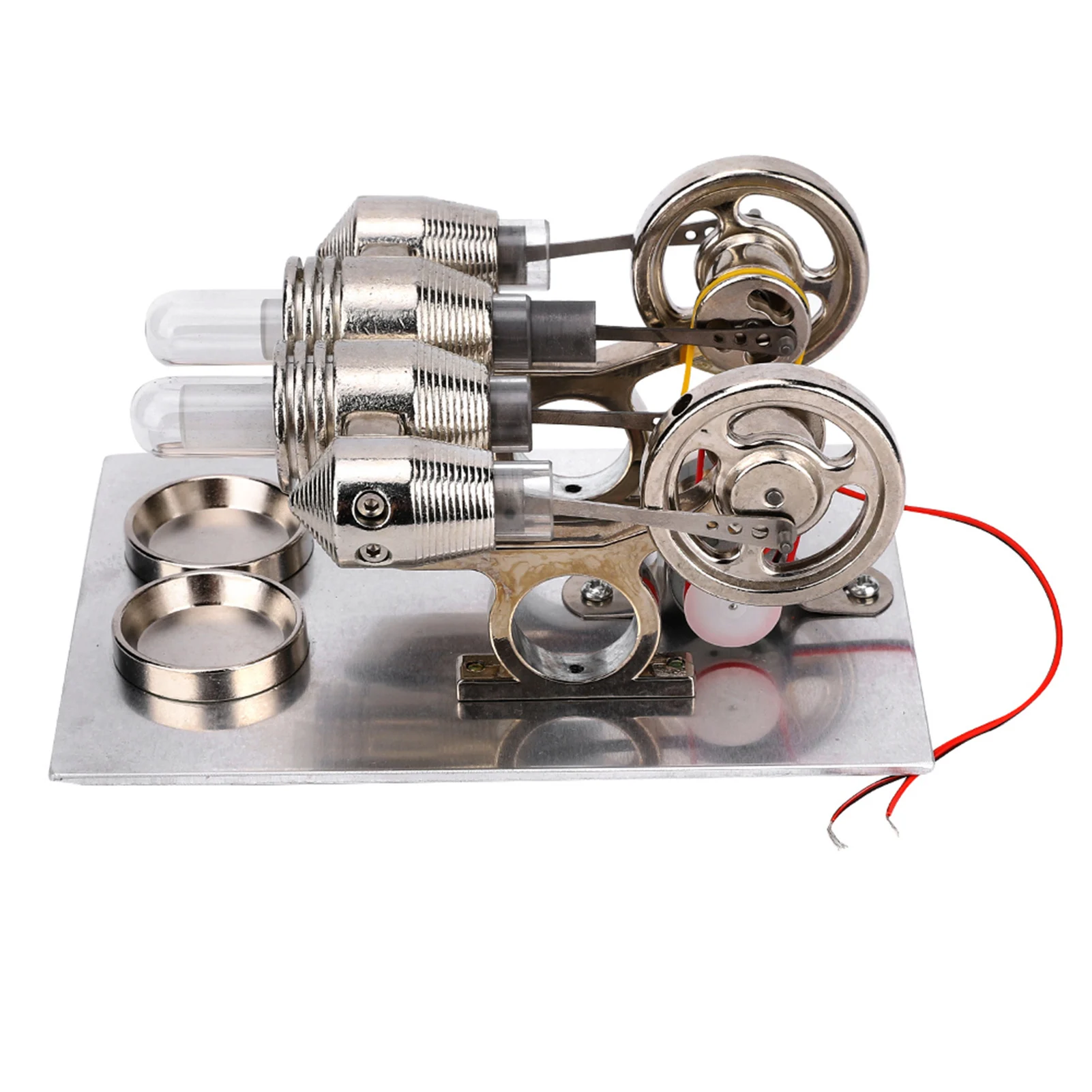 【New】4 Cylinder Stirling Engine Miniature Hot Air Power Generator Physics  Teaching Model Mini Stirling Engine