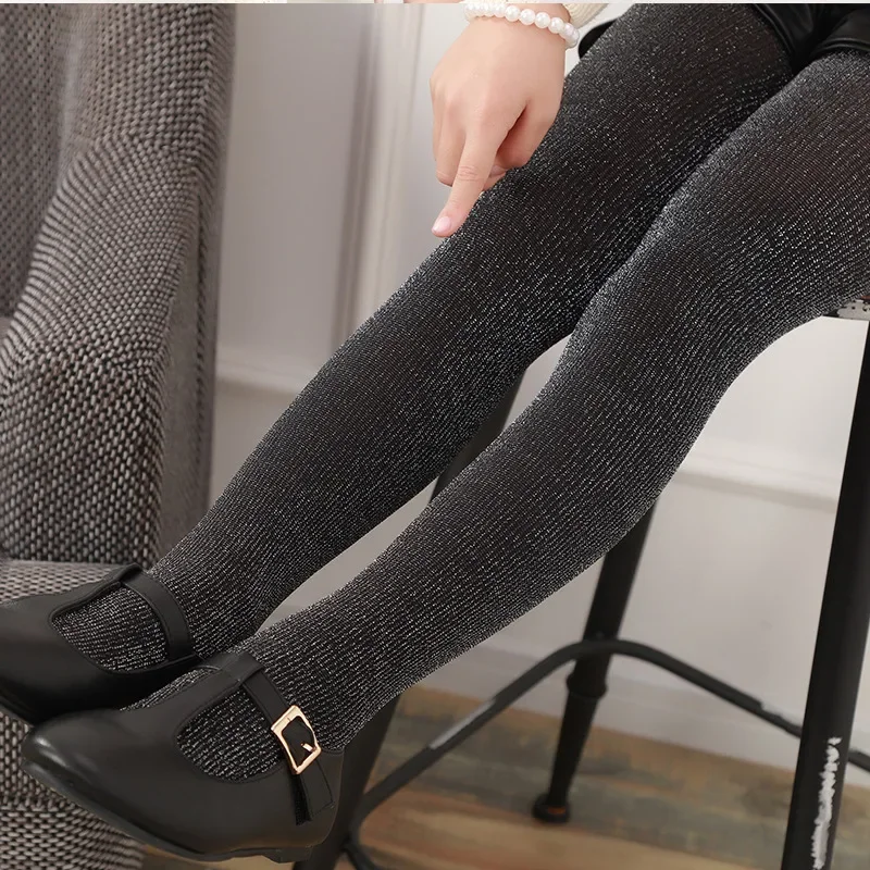 

Spring Autumn Baby Girls Silver Glitter Velvet Tights Solid Color Black Pantyhose Ballet Stockings for 0-12Y Kids Clothes Stuff