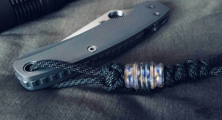V DIY Titanium Alloy TC4 Knife Beads Lanyard Paracord Rope Outdoor