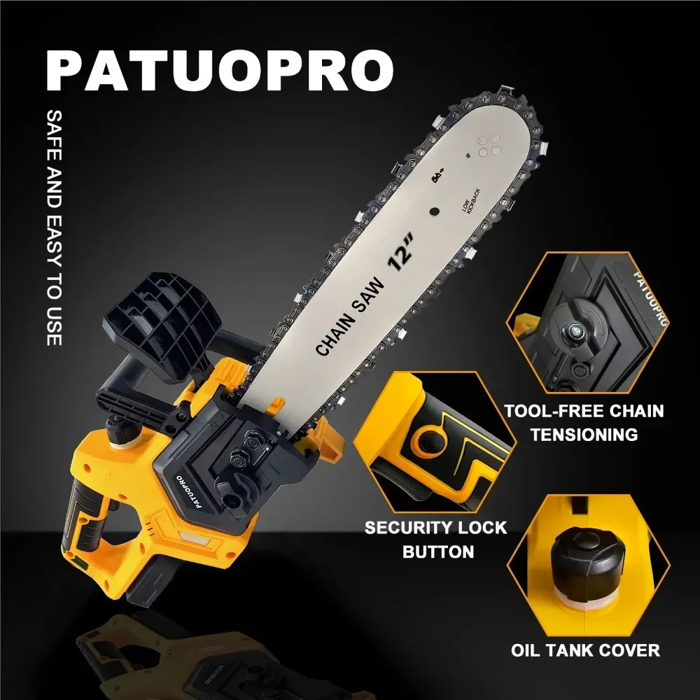 12Inch Brushless Electric Chain Saw 3800RPM Portable Chainsaw Rechargeable Cordless Graden Pruning Tools For Makita 18V Battery 5