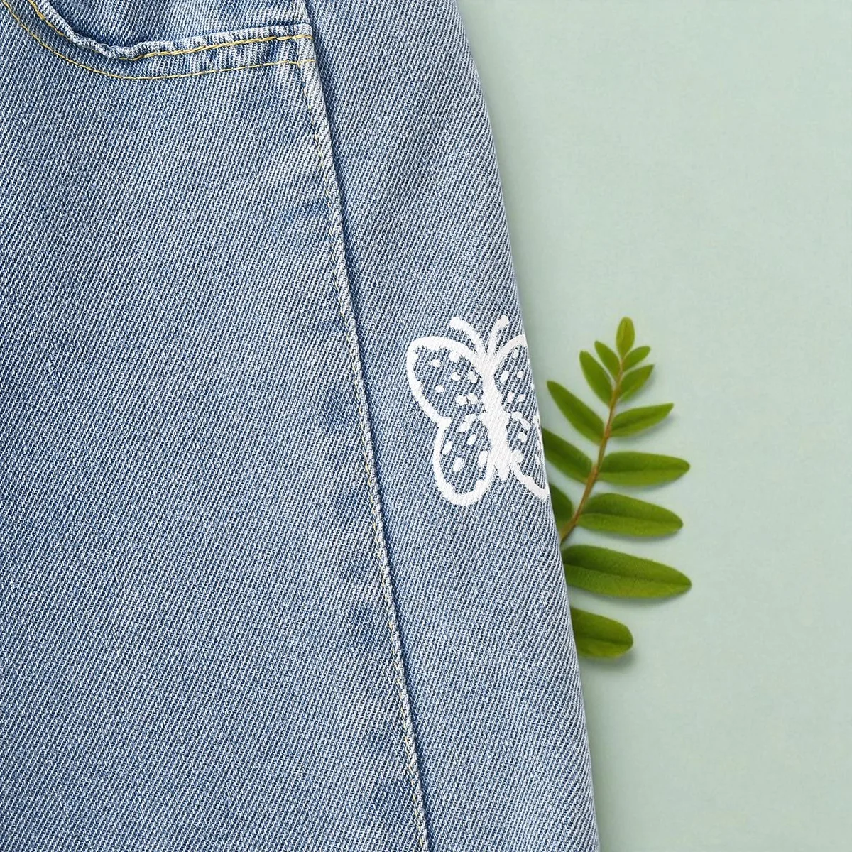 السراويل للفتيات الجينز المراهقين ملابس الأطفال فراشة طباعة السراويل ربيع الخريف الطفل الاطفال الملابس الجينز 6 8 10 12 14 Y