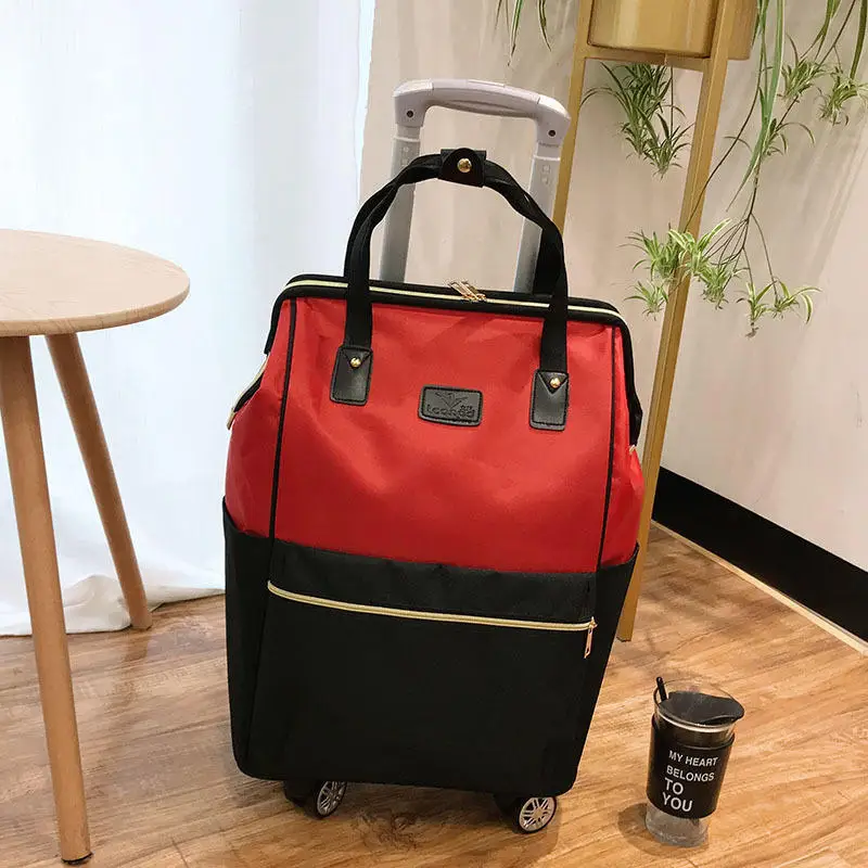 Short suitcase Large capacity duffel bag Boarding trolley case women\'s light travel bag for business trip men\'s luggage bag