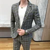 2024 Spring New Men's (suit + Trousers) Korean Version Slim Fashion Handsome Trend Hair Stylist Social Guy Two-piece Set 2