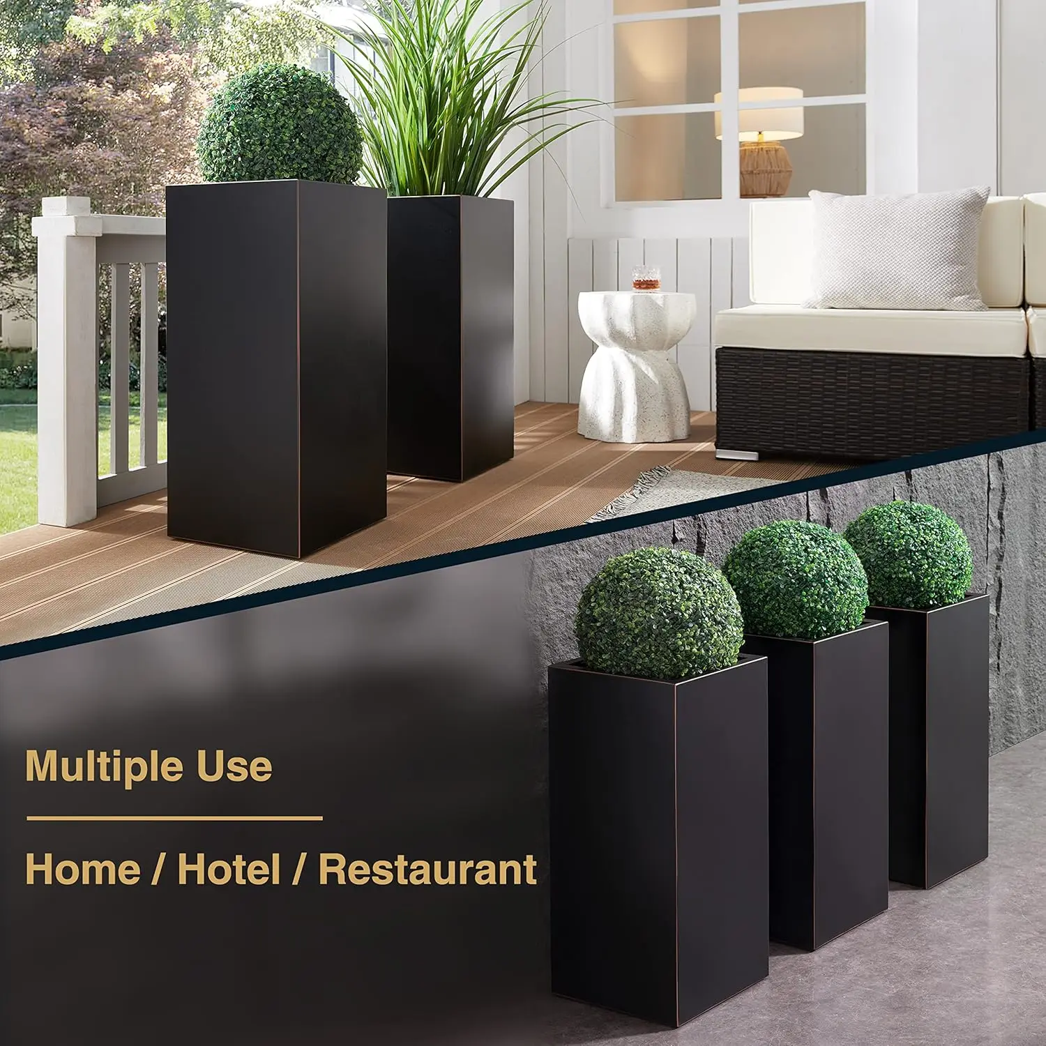 Metallic Outdoor Planter with Gold Edge 3
