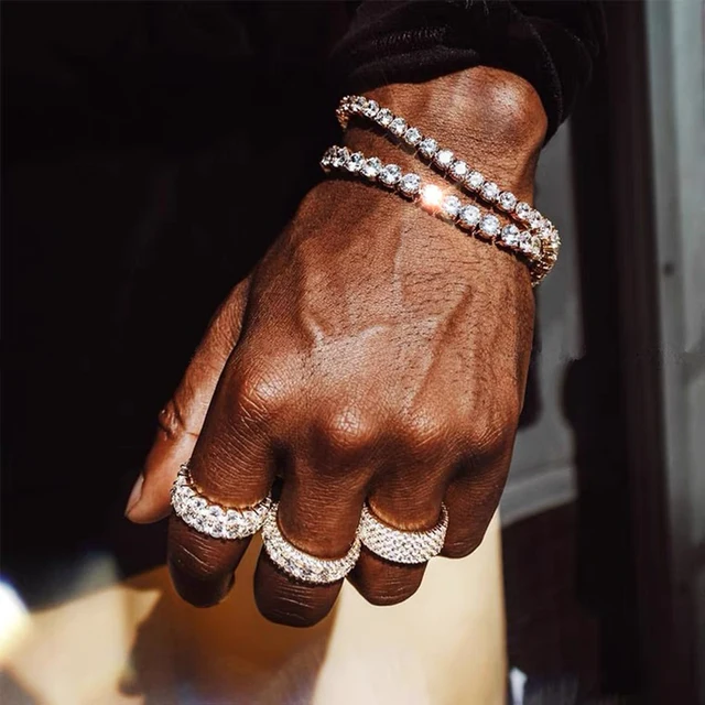 Hiphop Tennis Bracelet Homme Iced Out 3/4/5mm Cubic Zirconia Mens Crystal Chain on The Hand Hip-hop Streetwear Jewelry Male H086 3