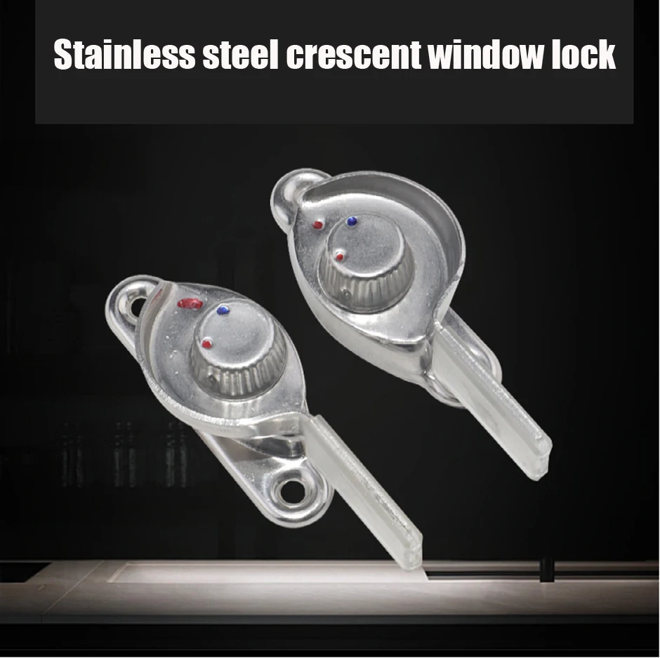 Description Picture 2 of itemStainless Steel Window Lock Insurance Anti-theft Aluminum Alloy Window Crescent Lock Plastic Sliding Door Translation Window