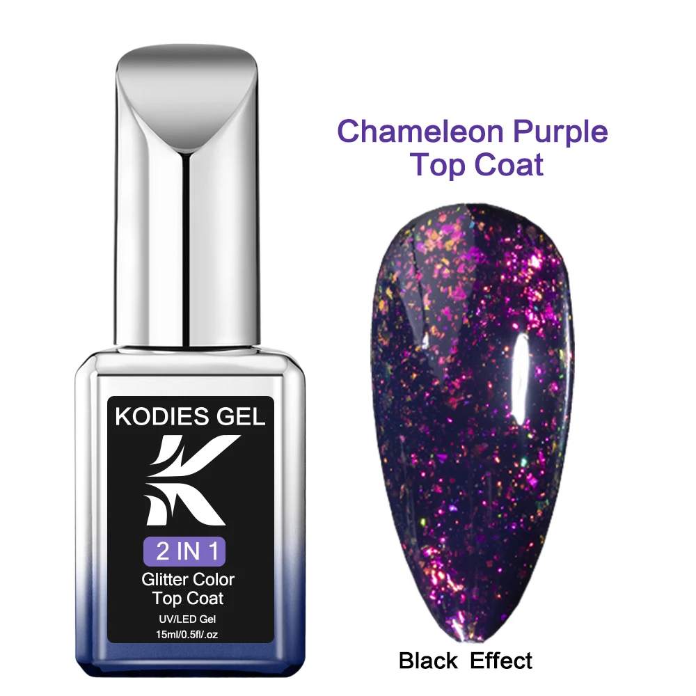 KODIES GEL Opal Glitter Top Coat Gel Nail Polish 15ML Sparkle Semi permanent UV Auroral Gel Varnish Finish All for Manicure Nail gel nail polish gel nail varnish nail polish finish