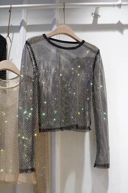 sparkling mesh top
