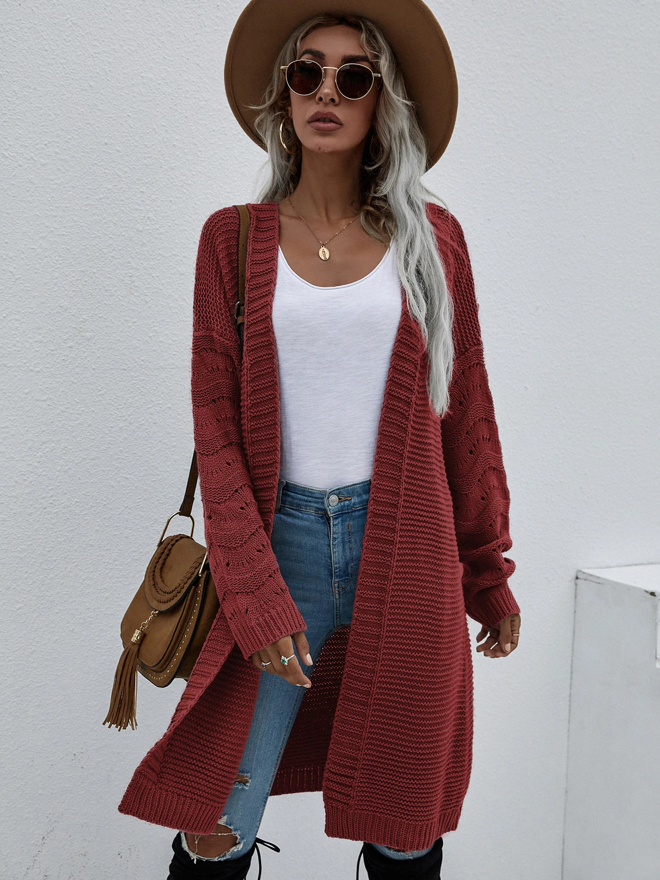 MAYCAUR 2022 Early Spring Long Cardigan Solid Color Women Commuter Loose Knit Women's Fashion Sweater Woman Clothing vintage sweaters