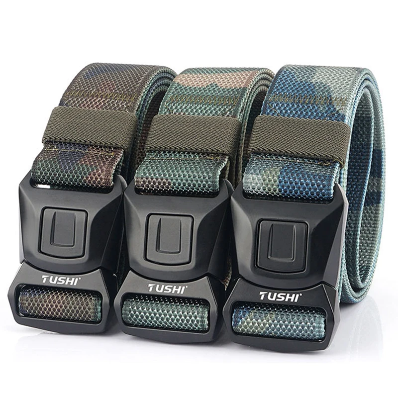 Nylon Tactical Belts Men Quick Release Alloy Buckle Camouflage Canvas Outdoor Hunting Tooling Training Military Belt Accessories