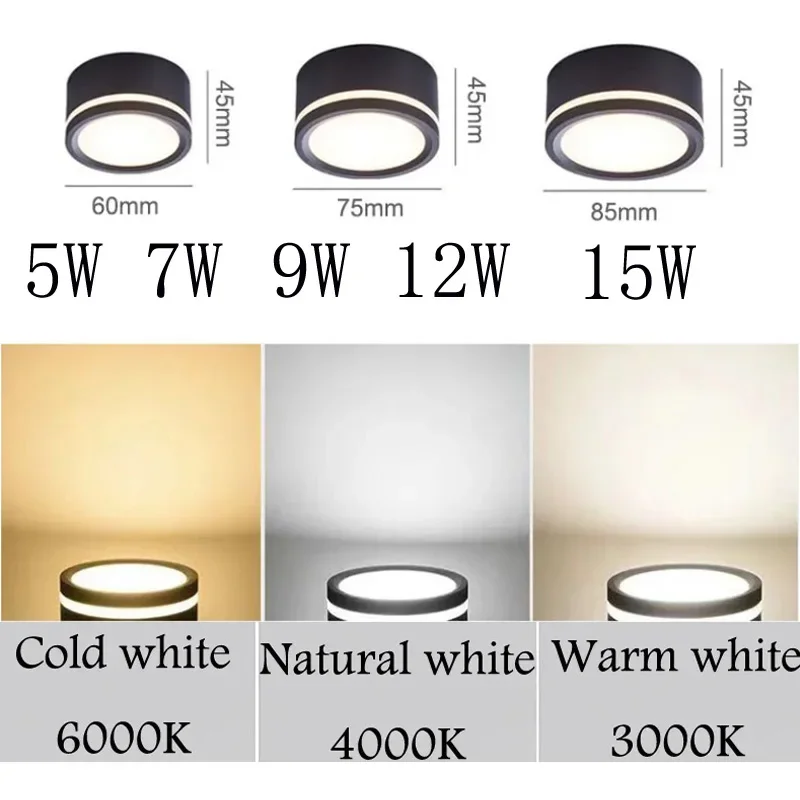 Surface mounted LED downlight side luminescent ceiling light 5W 7W 9W 12W 15W Nordic style dimmable LED downlight spotlight led downlight recessed ceiling spotlight ceiling lamps