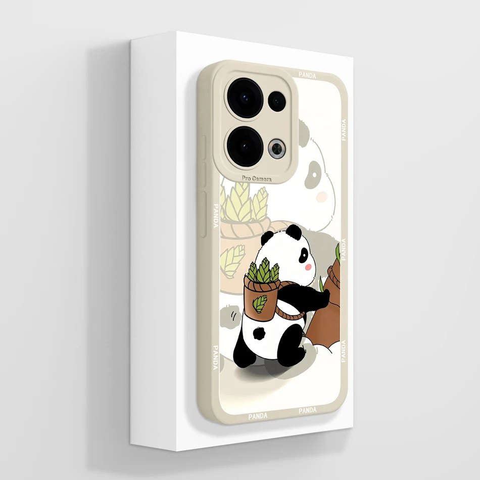 Cute Cat Panda Soft Liquid Silicone Phone Case - Full Coverage Anti-Drop Back Cover