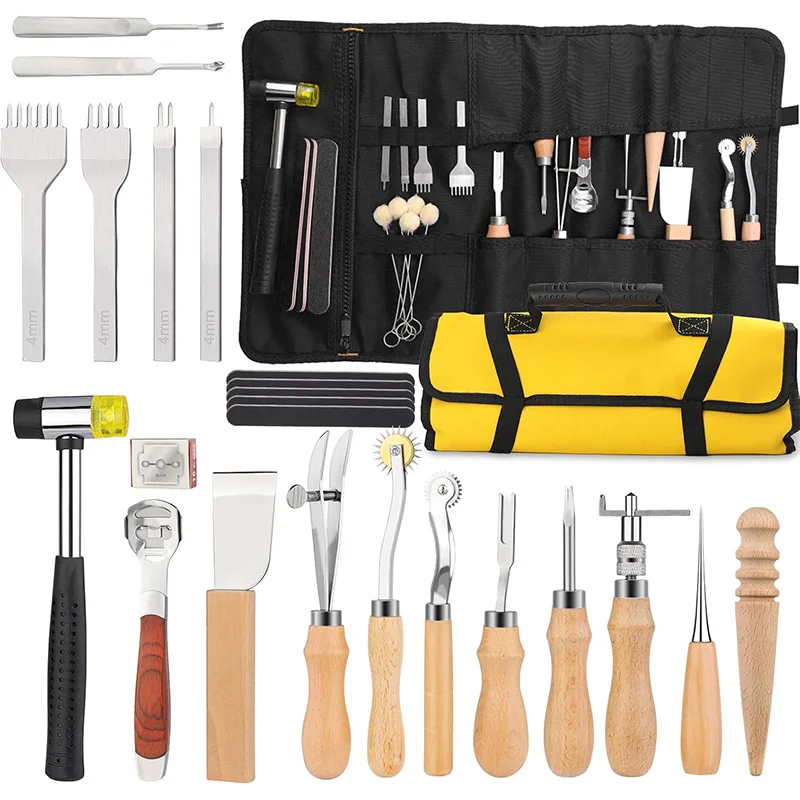 Leather Crafting Tools Set Leather Working Tool Kit With Prong Punch ...