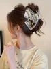 Ele Plaid Hair Claw for Women Large Size Autumn Winter ark Clamp Hair Accories Sweet Sle Fre Outlined Simple Lace