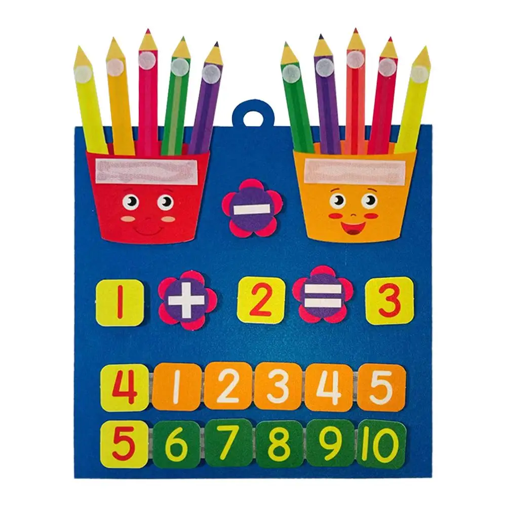 Felt Montessori Math Toy Children Pen Counting Busy Educational Board Early and Toys Kids 32*30cm Addition Subtraction N8W6