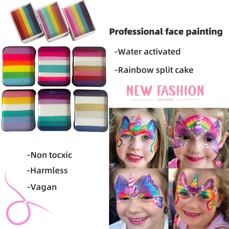 High Quality 20g 30g Splitcake Face Paint Body Art Painting Makeup Rainbow Split Cake Face Cosplay Holiday Make up 3